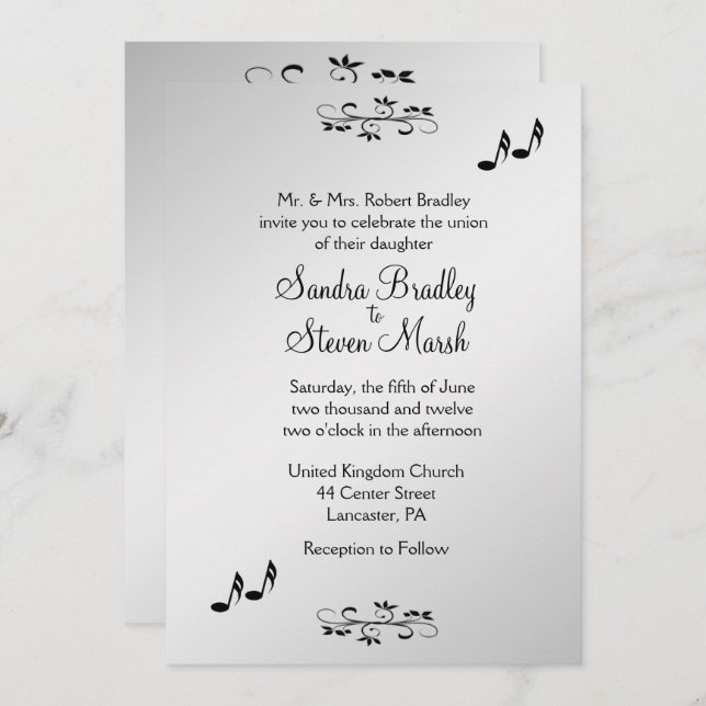 Gitarrist Theme Wedding Invitation 5" x 7" Einladung (Vorne/Hinten)