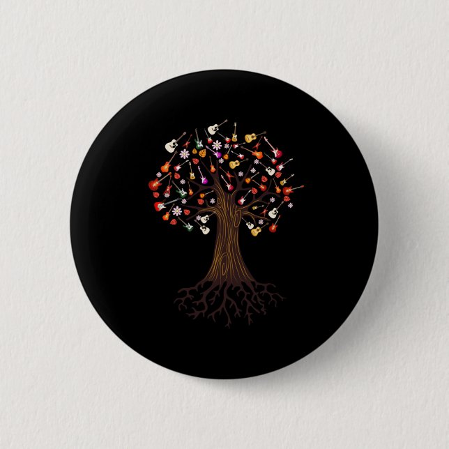 Gitarrist Tree Guitar Birthday Button (Vorderseite)