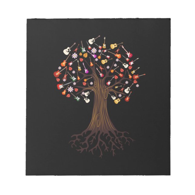 Gitarrist Tree Guitar Birthday Notizblock (Vorderseite)