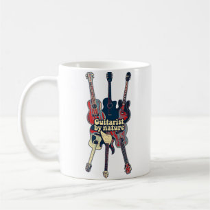 Gitarrist von Natur aus. Vintage, bunte Gitarren Kaffeetasse