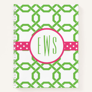 Gitter & Grosgrain Mit Monogramm-SpiralNotebook Notizbuch