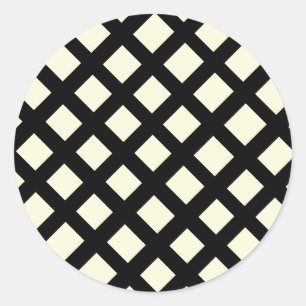 Gitter-Rundsticker (Creme & Schwarz) Runder Aufkleber