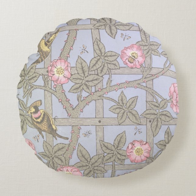 "Gitter" Tapetenentwurf, 1864 2 Rundes Kissen (Vorderseite)