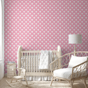 Gittermuster aus rosa und weißem Shabby Chic Tapete