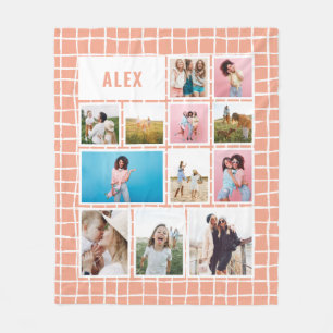 Gitterpfirsichweiß 12 Foto modern minimal abstrakt Fleecedecke