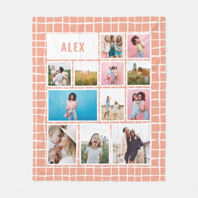 Gitterpfirsichweiß 12 Foto modern minimal abstrakt Fleecedecke (Vorderseite)
