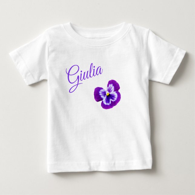 Giulia, Namensschild mit Hübscher Lila Farbtöne, Baby T-shirt (Vorderseite)