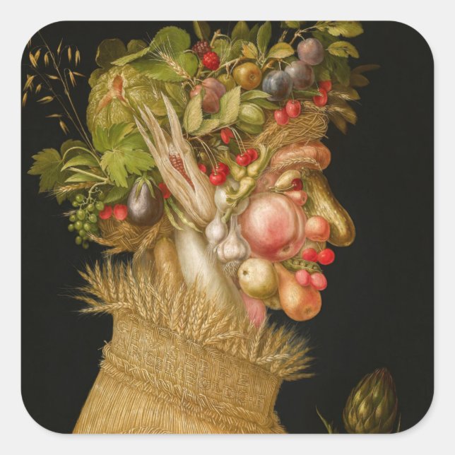 Giuseppe Arcimboldo - Sommer Quadratischer Aufkleber (Vorderseite)