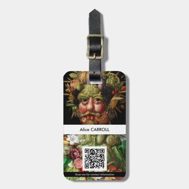 Giuseppe Arcimboldo - Vertumnus - QR-Code Gepäckanhänger (Vorderseite vertikal)
