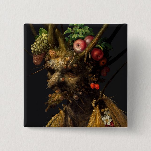 Giuseppe Arcimboldo - Vier Jahreszeiten in einem K Button (Vorderseite)