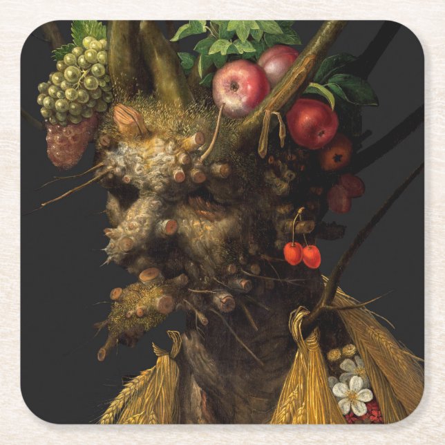Giuseppe Arcimboldo - Vier Jahreszeiten in einem K Rechteckiger Pappuntersetzer (Vorderseite)