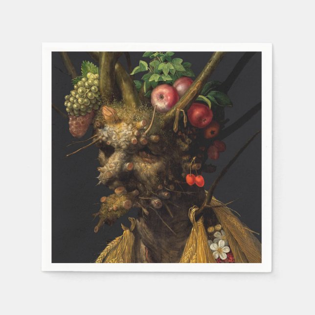 Giuseppe Arcimboldo - Vier Jahreszeiten in einem K Serviette (Vorderseite)
