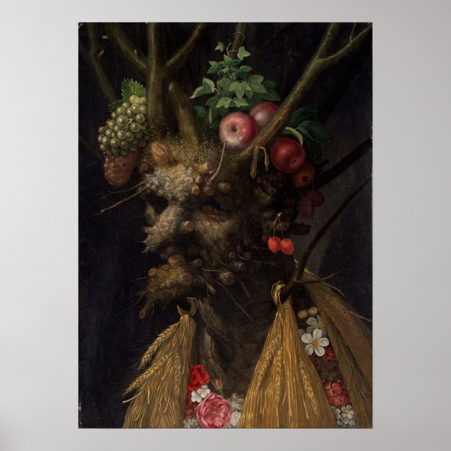 Giuseppe Arcimboldo Vier Jahreszeiten in einem Kop Poster (Vorne)