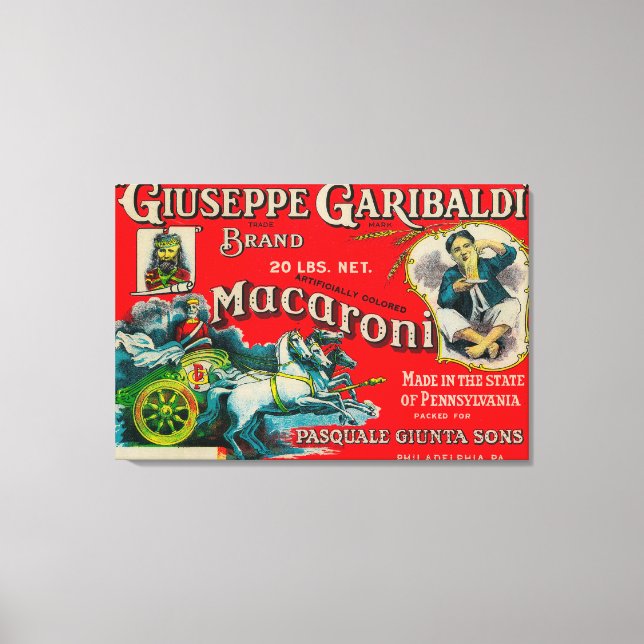 Giuseppe Garibaldi Macaroni Label Leinwanddruck (Vorderseite)