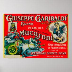 Giuseppe Garibaldi Macaroni Label Poster