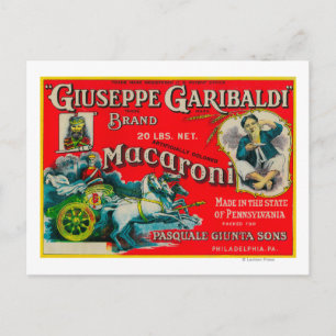 Giuseppe Garibaldi Macaroni Label Postkarte