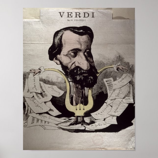 Giuseppe Verdi , Karikatur, 1860er Poster (Vorne)