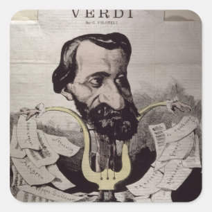 Giuseppe Verdi, Karikatur, 1860's Quadratischer Aufkleber