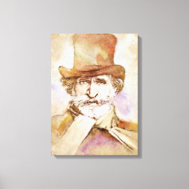 Giuseppe Verdi zur Leinwand - Wasserfarbenstil (Vorderseite)