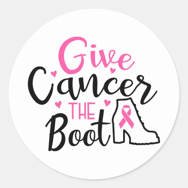 Give Breast Cancer The Boot Awareness Runder Aufkleber (Vorderseite)