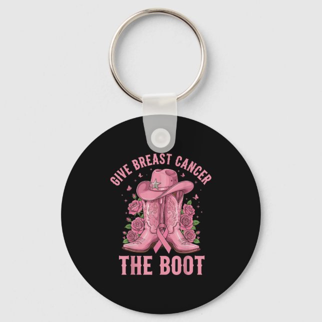 Give Breast Cancer The Boot Cowgirl Cancer Awarene Schlüsselanhänger (Vorderseite)