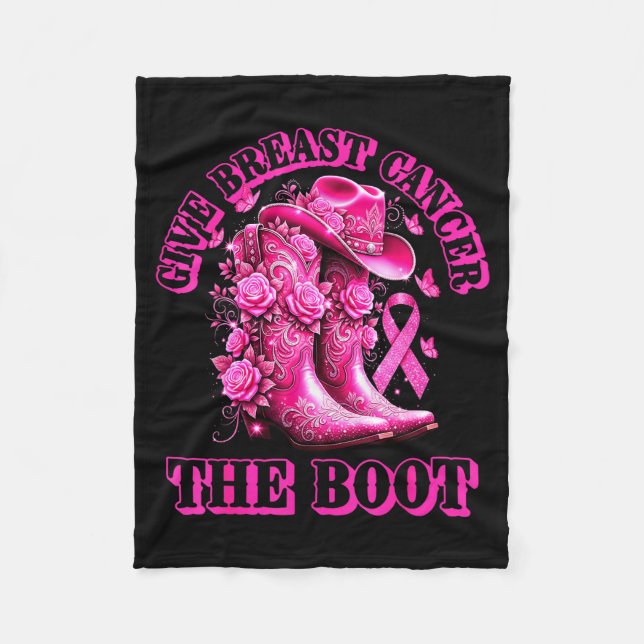 Give Breast Cancer The Boot Cowgirl Nk Ribbon West Fleecedecke (Vorderseite)