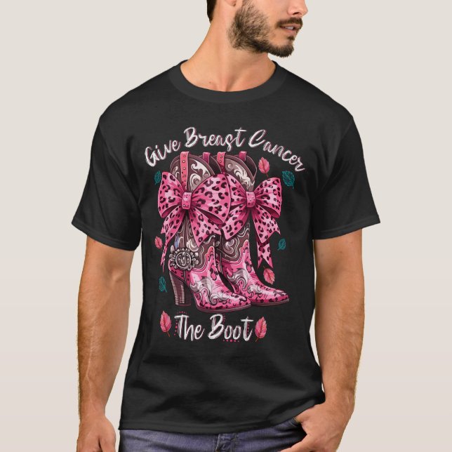 Give Breast Cancer The Boot Nk Cowgirl Western Tee (Vorderseite)