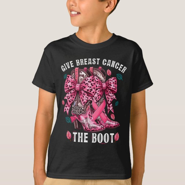 Give Breast Cancer The Boot Nk Cowgirl Western Tee (Vorderseite)