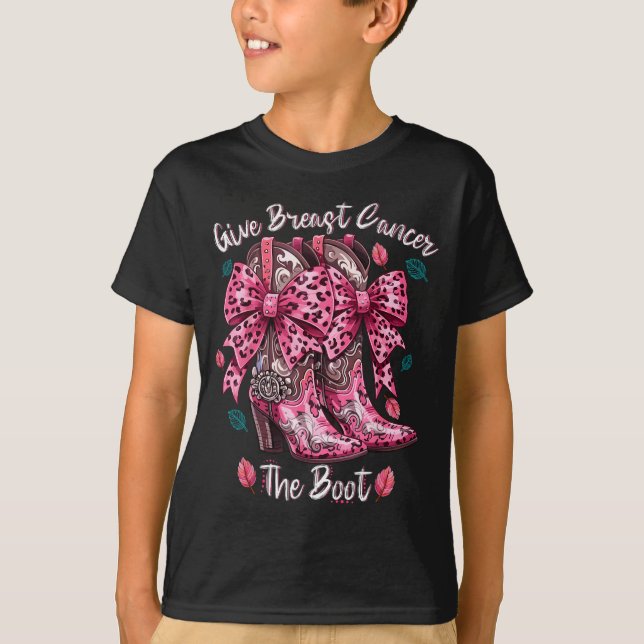 Give Breast Cancer The Boot Nk Cowgirl Western Tee (Vorderseite)