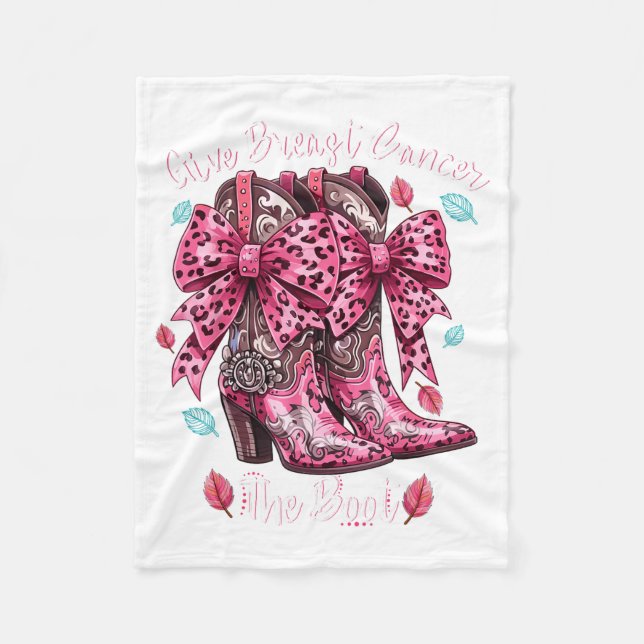Give Breast Cancer The Boot Nk Cowgirl Western Tee Fleecedecke (Vorderseite)