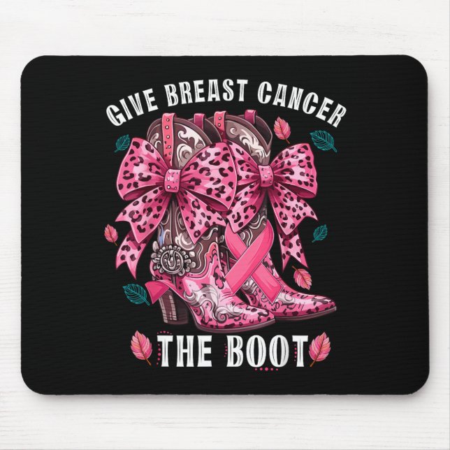 Give Breast Cancer The Boot Nk Cowgirl Western Tee Mousepad (Vorne)