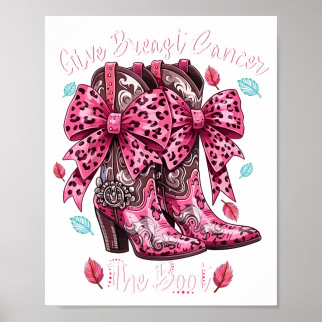 Give Breast Cancer The Boot Nk Cowgirl Western Tee Poster (Vorne)