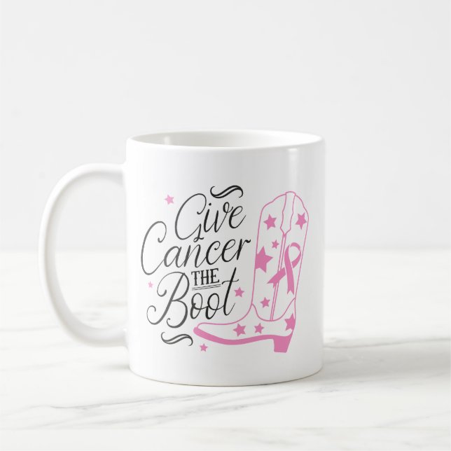 Give Breast Cancer The Boot Pink Ribbon Awareness Kaffeetasse (Links)