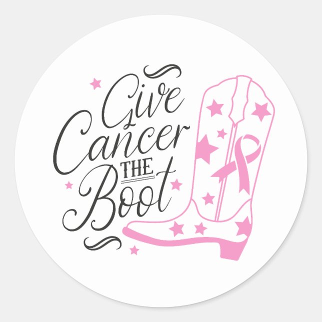 Give Breast Cancer The Boot Pink Ribbon Awareness Runder Aufkleber (Vorderseite)