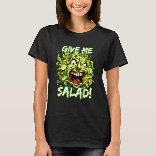 Give Me Salad  Lettuce Face Vegetable Vegan T-Shirt (Vorderseite)