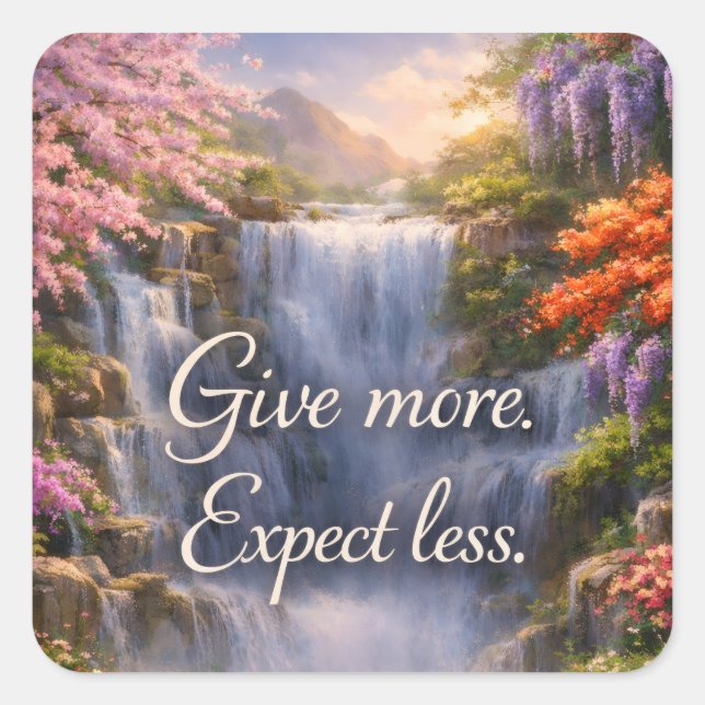 Give More. Expect Less Inspirational Christian Quadratischer Aufkleber (Vorderseite)