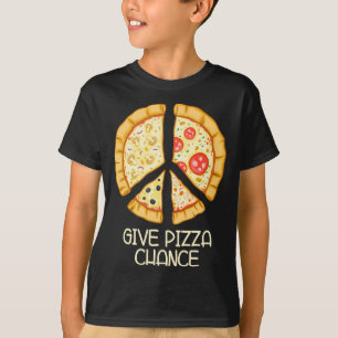 Give Pizza Chance - Funny Pizza Pub mit Peace Log T-Shirt