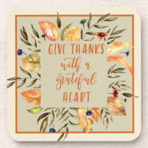 Give Thanks - Autumn Wreath Coaster Untersetzer