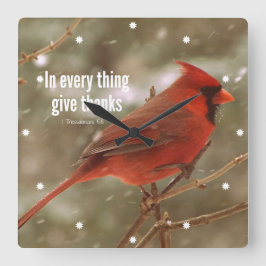 Give Thanks Bibel Quadratische Wanduhr