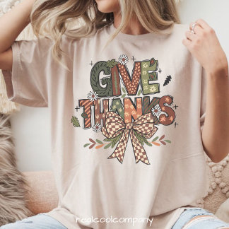 Give Thanks Boho Patchwork Graphic T Shirt 