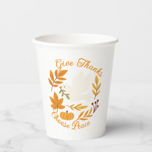'Give Thanks, Choose Peace' Paper cup Pappbecher (Vorderseite)