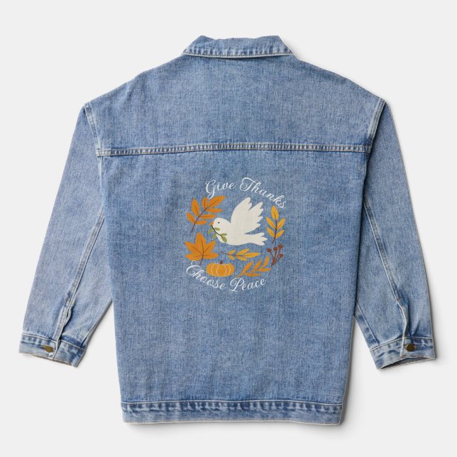 'Give Thanks, Choose Peace' Women's Denim Jacket Jeansjacke (Rückseite)