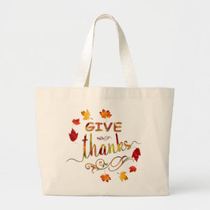 Give Thanks Fall Rustic Thanksgiving Monogram Jumbo Stoffbeutel