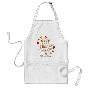 Give Thanks Fall Rustic Thanksgiving Monogram Schürze