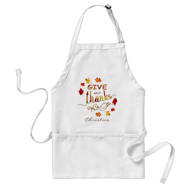 Give Thanks Fall Rustic Thanksgiving Monogram Schürze (Vorne)