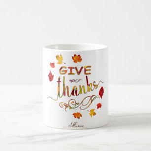 Give Thanks Fall Rustic Thanksgiving Monogram Tasse