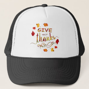 Give Thanks Fall Rustic Thanksgiving Monogram Truckerkappe