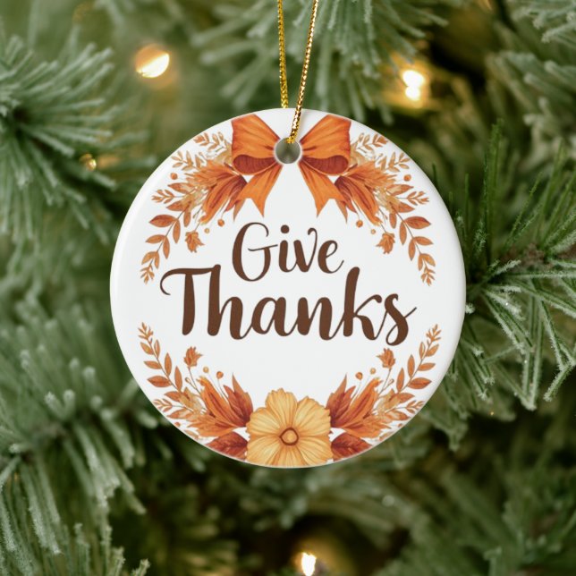 Give Thanks Keramik Ornament (Baum)