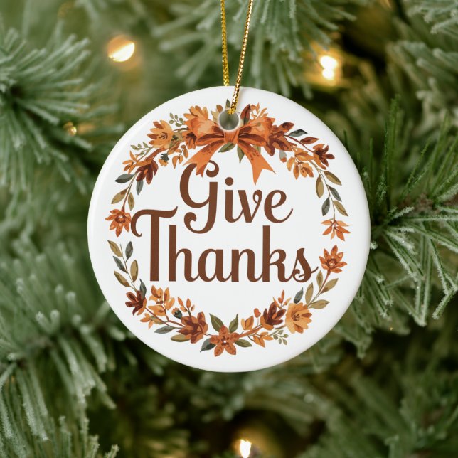 Give Thanks Keramik Ornament (Baum)