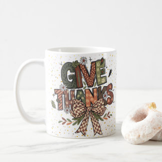 Give Thanks Patchwork Bow Kaffeetasse